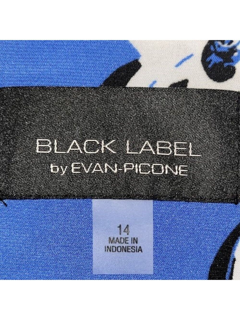 Evan Picone Black Label Dress Floral Knee Length V-Neck Sleeveless Blue Size 14 - Picture 10 of 14